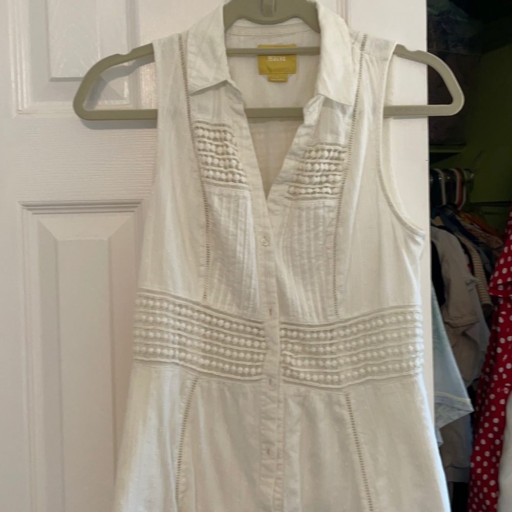 Anthropologie Maeve ivory sleeveless dress